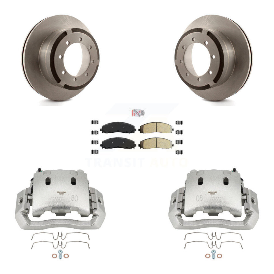 Rear Disc Brake Caliper Rotors And Semi-Metallic Pads Kit For Ford F-450 Super Duty KC8-101279N