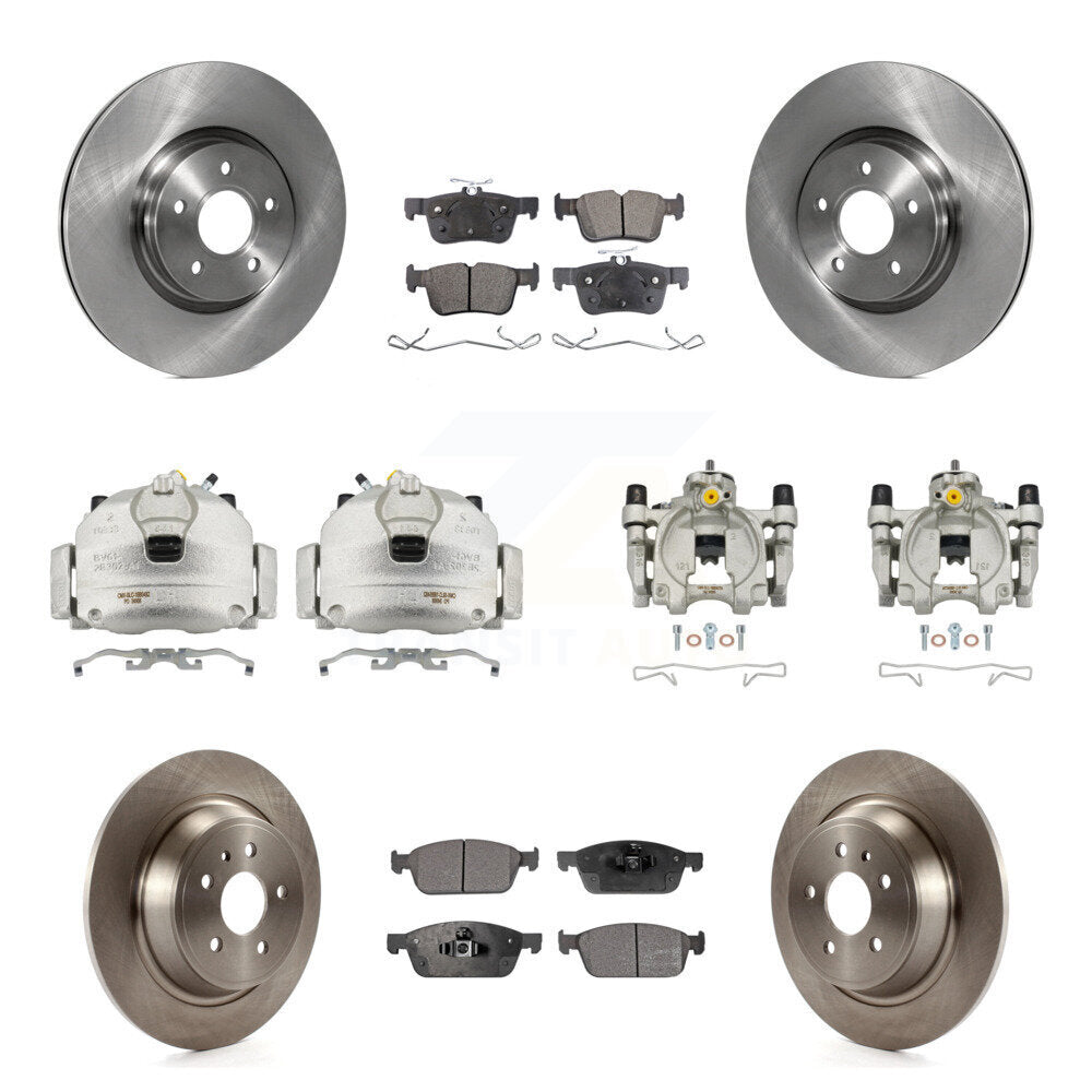 Front Rear Brake Caliper Rotors Semi-Metallic Pad Kit (10Pc) For Ford Escape Lincoln MKC KC8-101280P