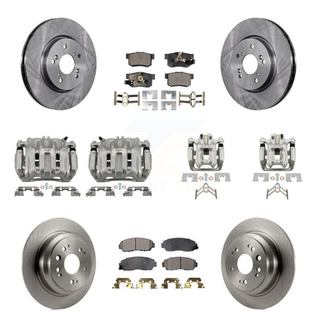 Front Rear Disc Brake Caliper Rotors Ceramic Pad Kit (10Pc) For 2012 Honda Crosstour FWD KC8-101280T