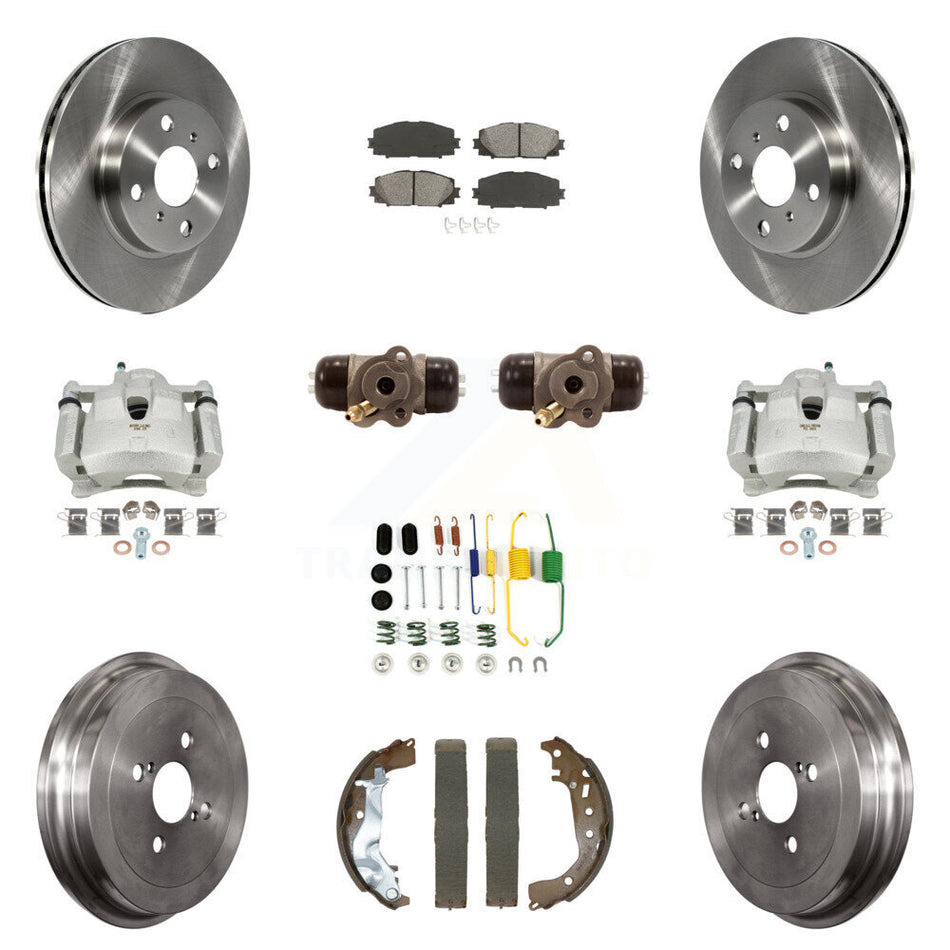 Front Rear Disc Brake Caliper Rotors Drum Semi-Metallic Pad Shoe Cylinder Kit (11Pc) For KC8-101282S