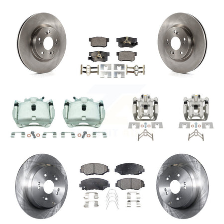 Front Rear Disc Brake Caliper Rotors Ceramic Pad Kit (10Pc) For 2012-2016 Honda CR-V FWD KC8-101282T