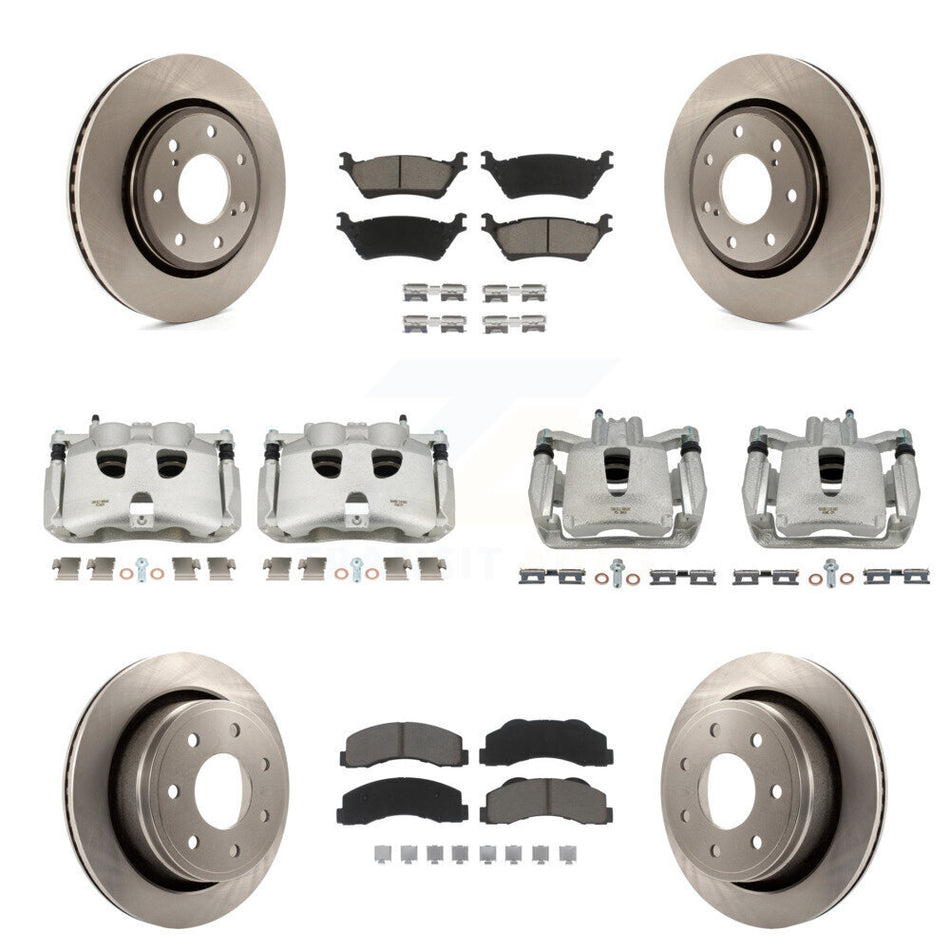 Front Rear Disc Brake Caliper Rotors And Ceramic Pads Kit (10Pc) For 2012-2014 Ford F-150 With 7 Lug Wheels KC8-101284C