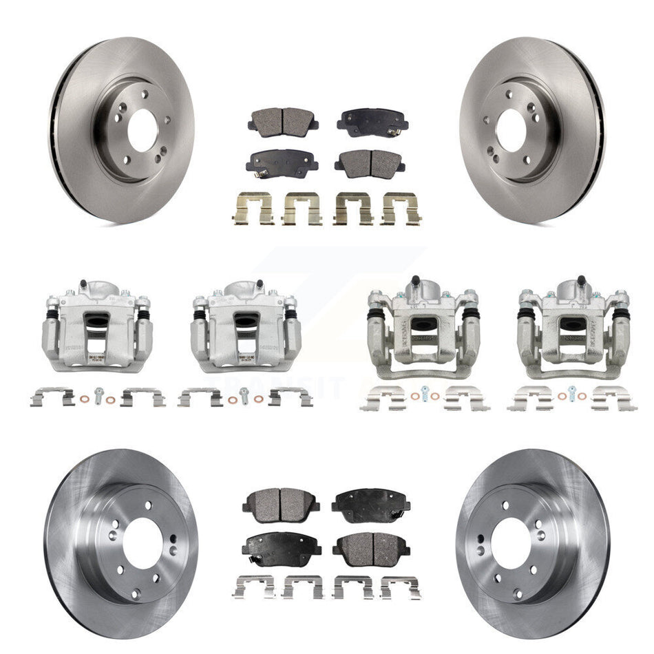 Front Rear Disc Brake Caliper Rotors Semi-Metallic Pad Kit (10Pc) For Hyundai Sonata Kia KC8-101284P