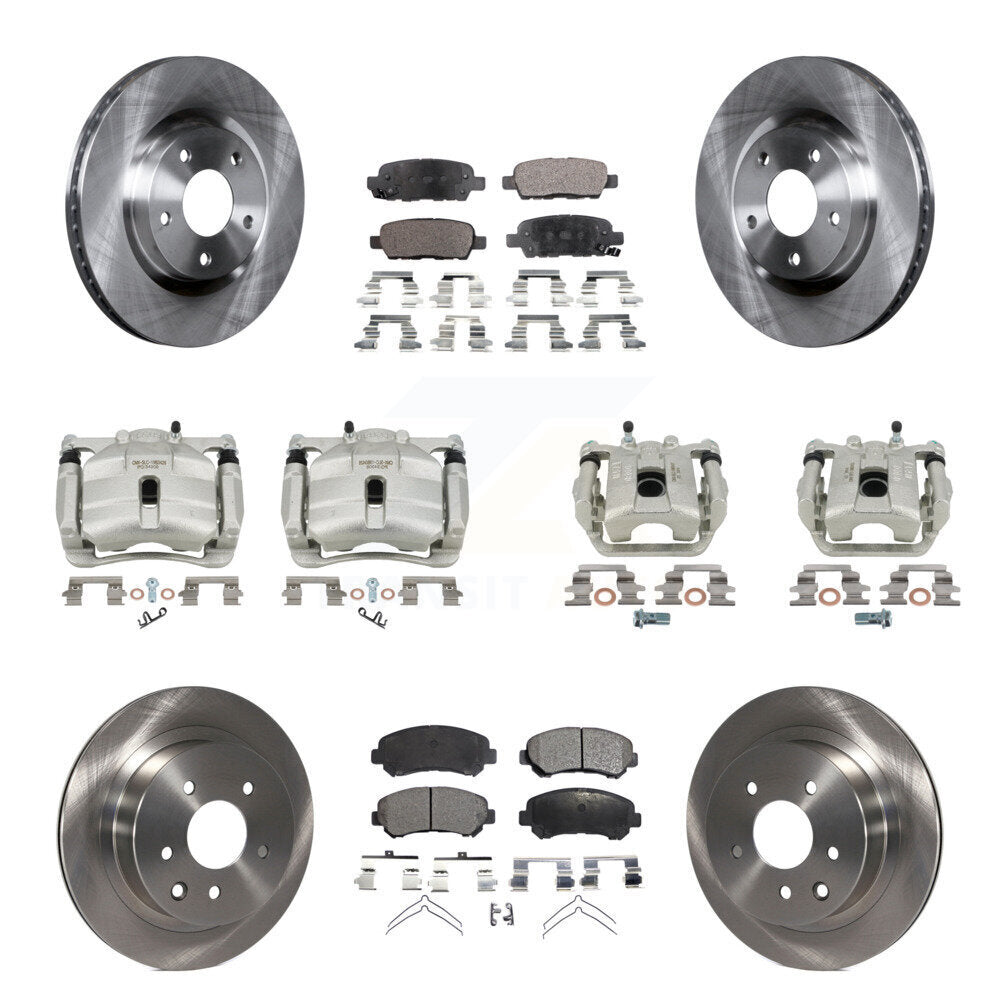 Front Rear Disc Brake Caliper Rotors And Ceramic Pads Kit (10Pc) For Nissan Rogue Select KC8-101285T