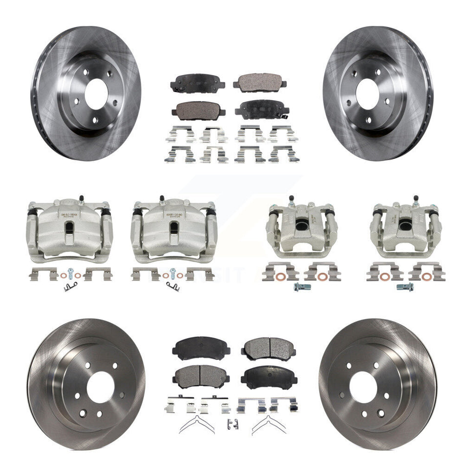 Front Rear Disc Brake Caliper Rotors And Ceramic Pads Kit (10Pc) For Nissan Rogue Select KC8-101285T