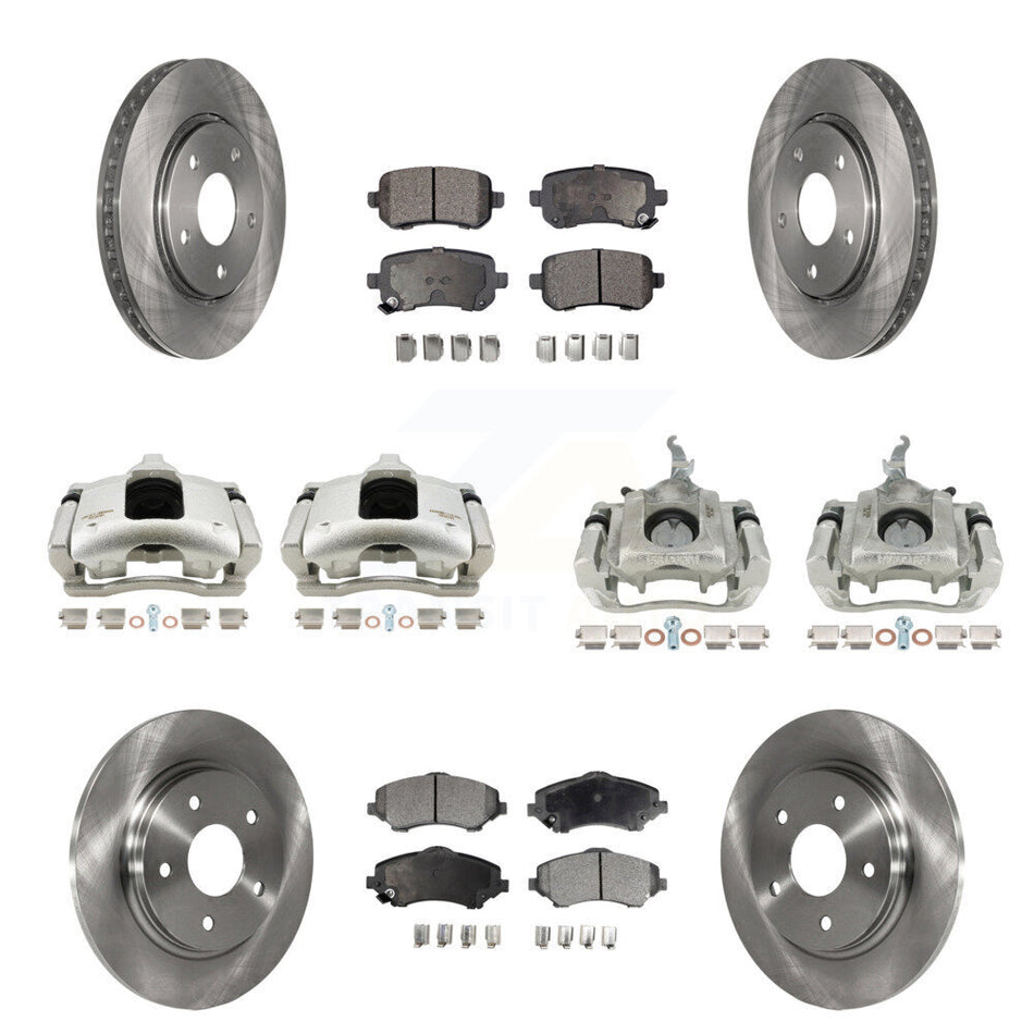 Front Rear Disc Brake Caliper Rotor & Ceramic Pad Kit (10Pc) For 2009-2011 Dodge Journey KC8-101286T