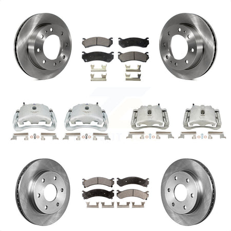 Front Rear Disc Brake Caliper Rotors And Ceramic Pads Kit (10Pc) For Chevrolet Silverado 2500 HD GMC Sierra Hummer H2 1500 Suburban Yukon XL Avalanche Classic KC8-101288T by Transit Auto