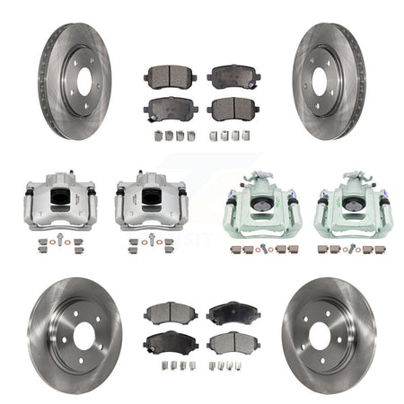 Front Rear Brake Caliper Rotor Semi-Metallic Pad Kit (10Pc) For Dodge Grand Caravan Town KC8-101289P
