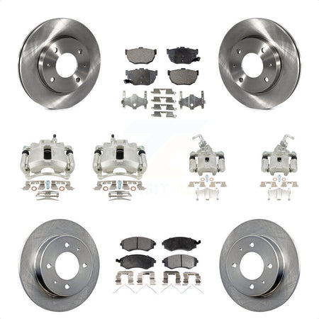 Front Rear Disc Brake Caliper Rotors And Semi-Metallic Pads Kit (10Pc) For 2002 Hyundai Elantra rear brakes To 10 31 01 KC8-101293P by Transit Auto