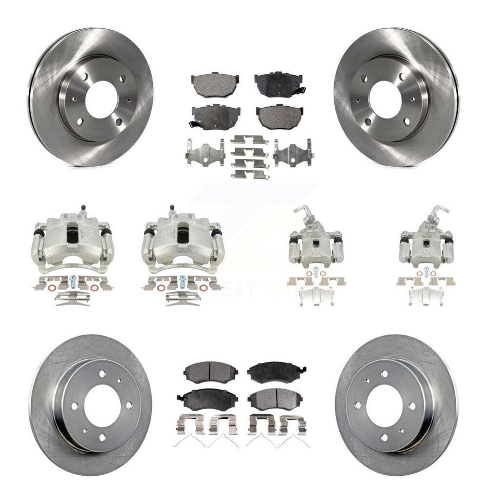 Front Rear Disc Brake Caliper Rotors And Semi-Metallic Pads Kit (10Pc) For 2002 Hyundai Elantra rear brakes To 10 31 01 KC8-101293P