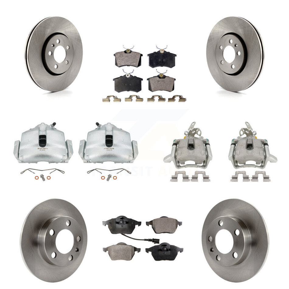 Front Rear Disc Brake Caliper Rotors And Ceramic Pads Kit (10Pc) For 2006 Volkswagen Jetta 2.0L With 288mm Diameter Rotor 7th 8th Digit Of VIN Is "9M" Or "1J" KC8-101293T