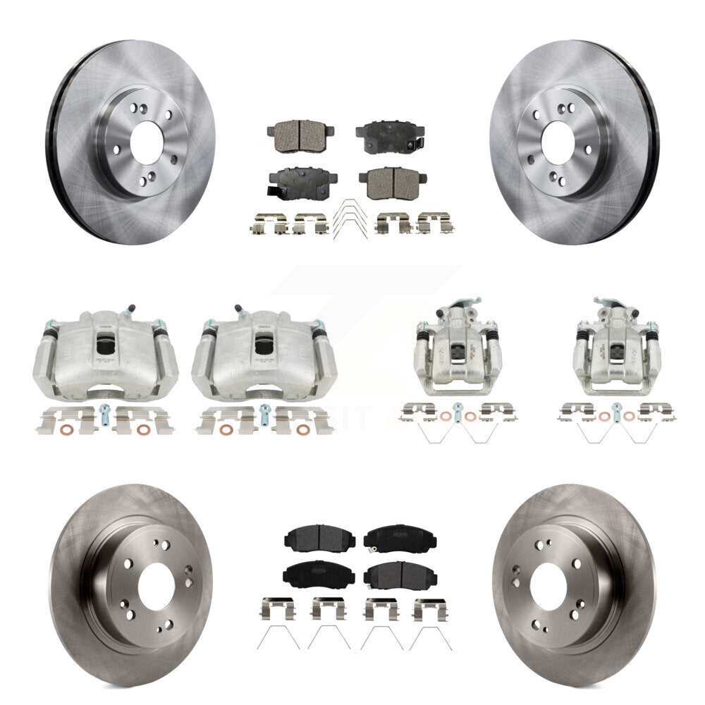 Front Rear Brake Caliper Rotor & Semi-Metallic Pad Kit (10Pc) For Honda Accord Acura TSX KC8-101294P