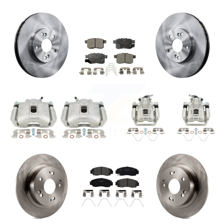 Front Rear Brake Caliper Rotor & Semi-Metallic Pad Kit (10Pc) For Honda Accord Acura TSX KC8-101294P