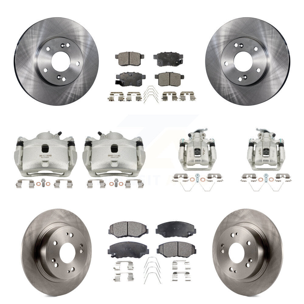 Front Rear Disc Brake Caliper Rotors And Semi-Metallic Pads Kit (10Pc) For Honda Accord KC8-101295P