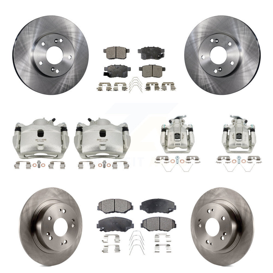 Front Rear Disc Brake Caliper Rotors And Semi-Metallic Pads Kit (10Pc) For Honda Accord KC8-101295P
