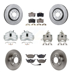 Front Rear Disc Brake Caliper Rotors And Ceramic Pads Kit (10Pc) For 2006 Volkswagen Jetta 2.0L With 280mm Diameter Rotor 7th 8th Digit Of VIN Is "9M" Or "1J" KC8-101295T