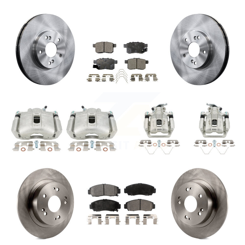 Front Rear Brake Caliper Rotor & Semi-Metallic Pad Kit (10Pc) For Honda Accord Acura TSX KC8-101296P