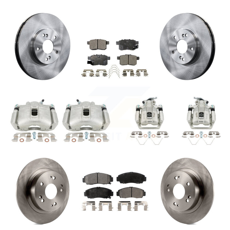 Front Rear Brake Caliper Rotor & Semi-Metallic Pad Kit (10Pc) For Honda Accord Acura TSX KC8-101296P