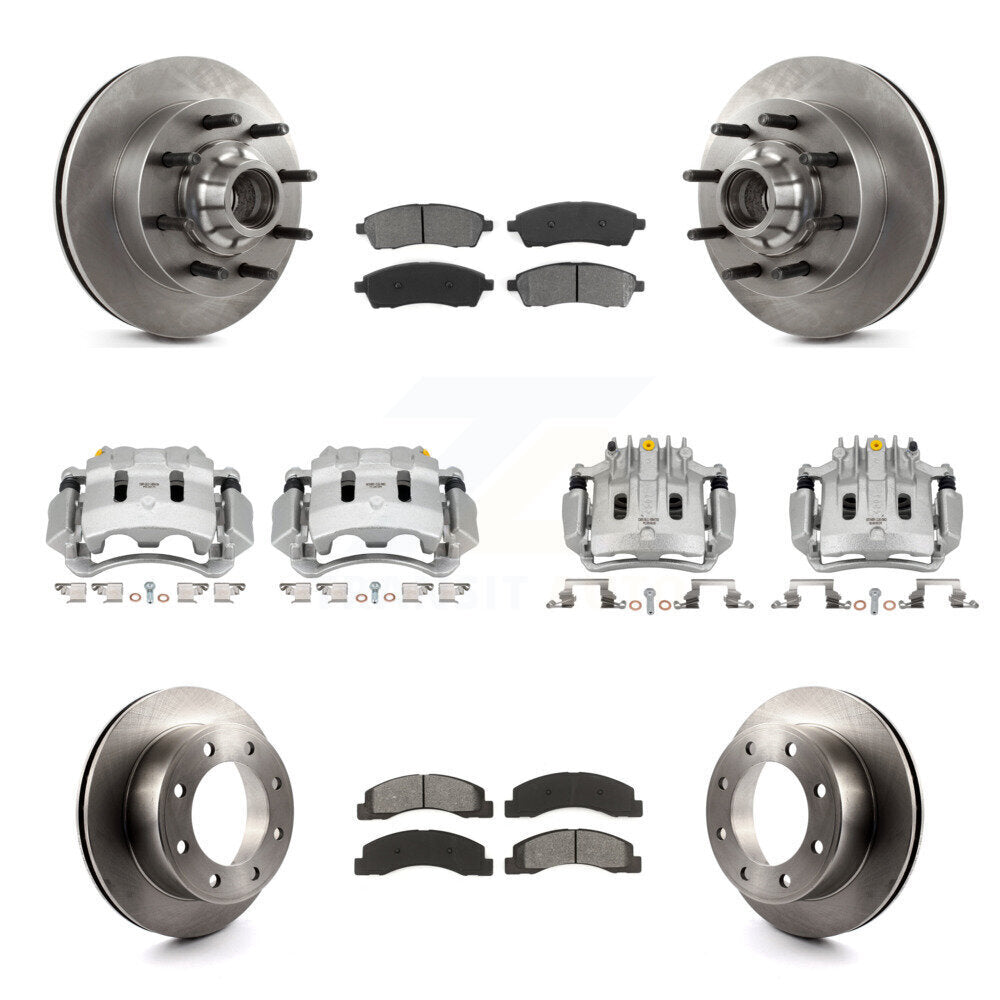 Front Rear Brake Caliper Rotors & Semi-Metallic Pad Kit (10Pc) For Ford F-350 Super Duty KC8-101298S