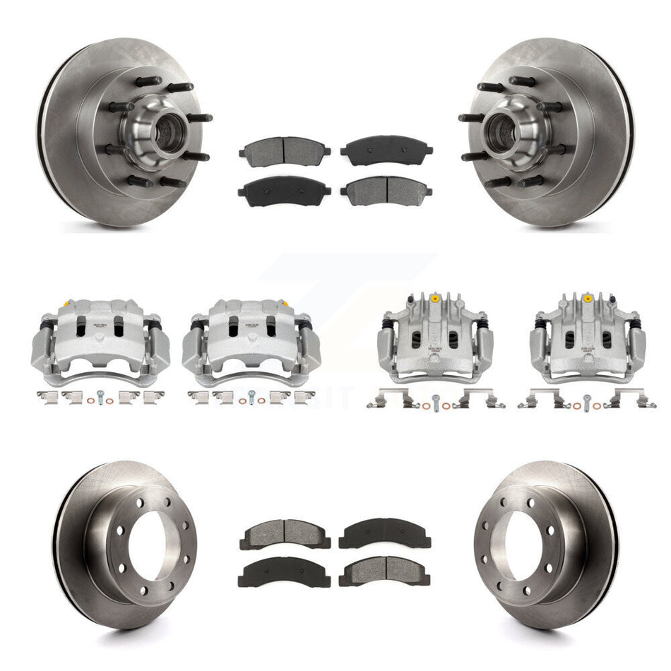 Front Rear Brake Caliper Rotors & Semi-Metallic Pad Kit (10Pc) For Ford F-350 Super Duty KC8-101298S