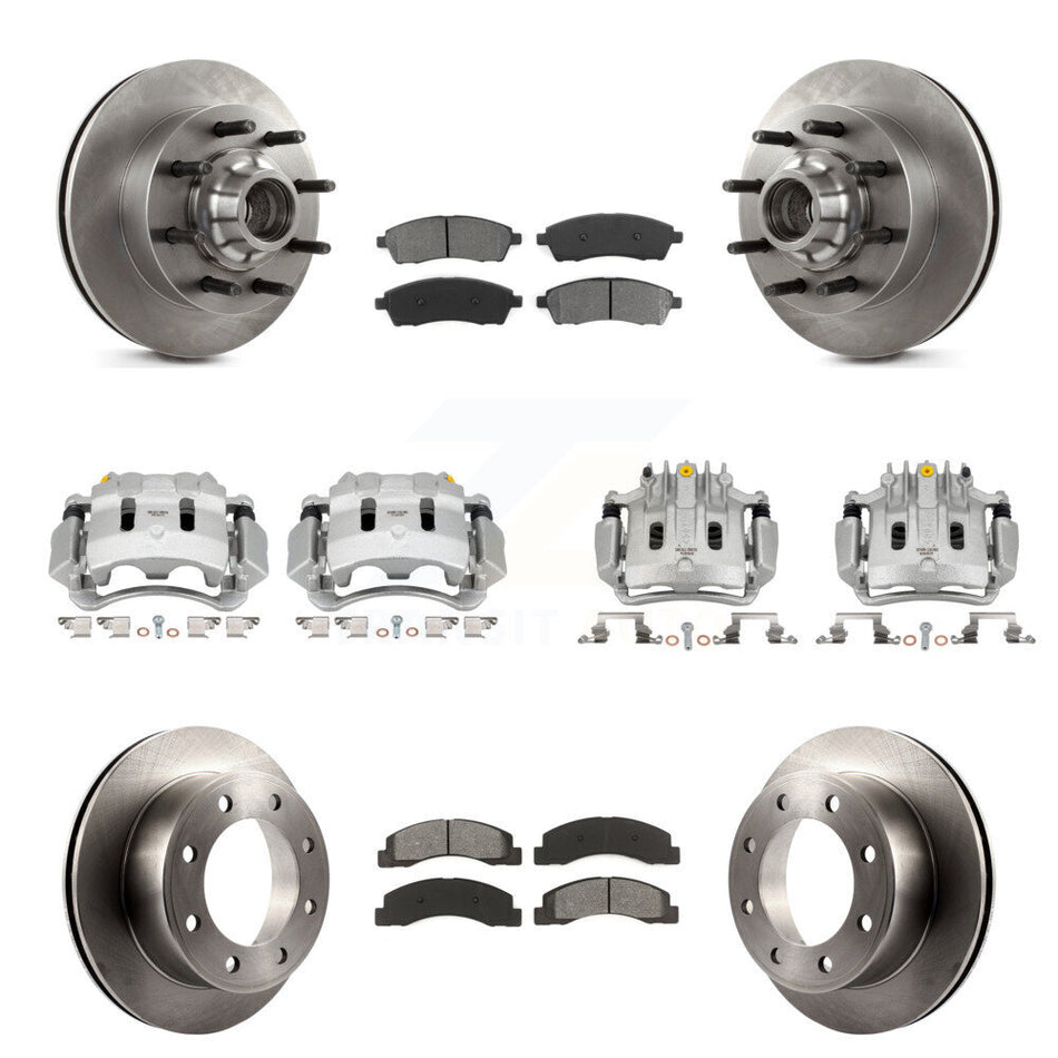 Front Rear Brake Caliper Rotors & Semi-Metallic Pad Kit (10Pc) For Ford F-350 Super Duty KC8-101298S