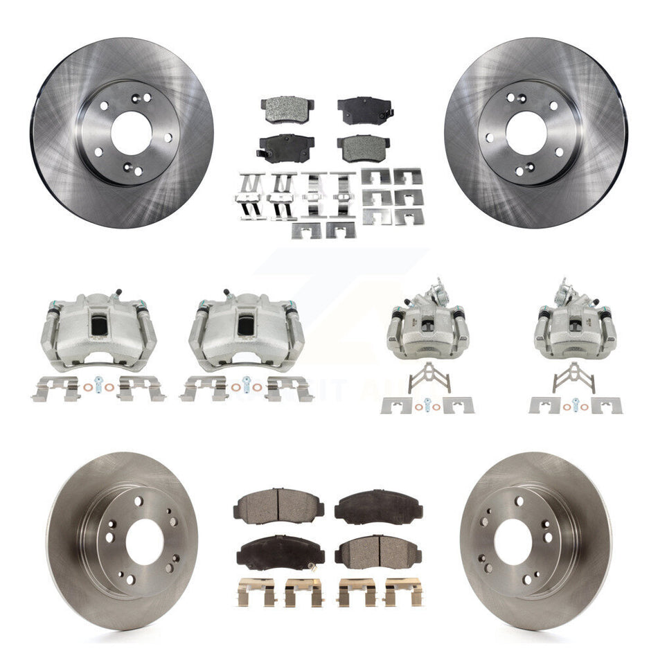 Front Rear Disc Brake Caliper Rotors And Semi-Metallic Pads Kit (10Pc) For Honda Accord KC8-101299P