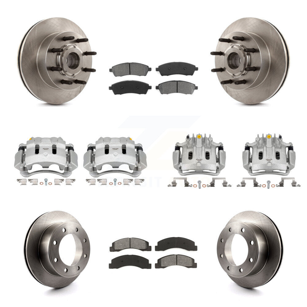 Front Rear Brake Caliper Rotors Semi-Metallic Pad Kit (10Pc) For 2005 Ford Excursion RWD KC8-101299S