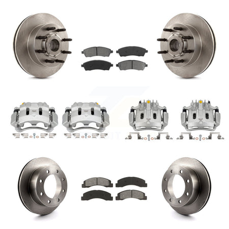 Front Rear Brake Caliper Rotors Semi-Metallic Pad Kit (10Pc) For 2005 Ford Excursion RWD KC8-101299S