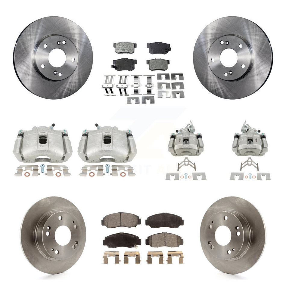 Front Rear Disc Brake Caliper Rotors And Semi-Metallic Pads Kit (10Pc) For Honda Accord KC8-101300P