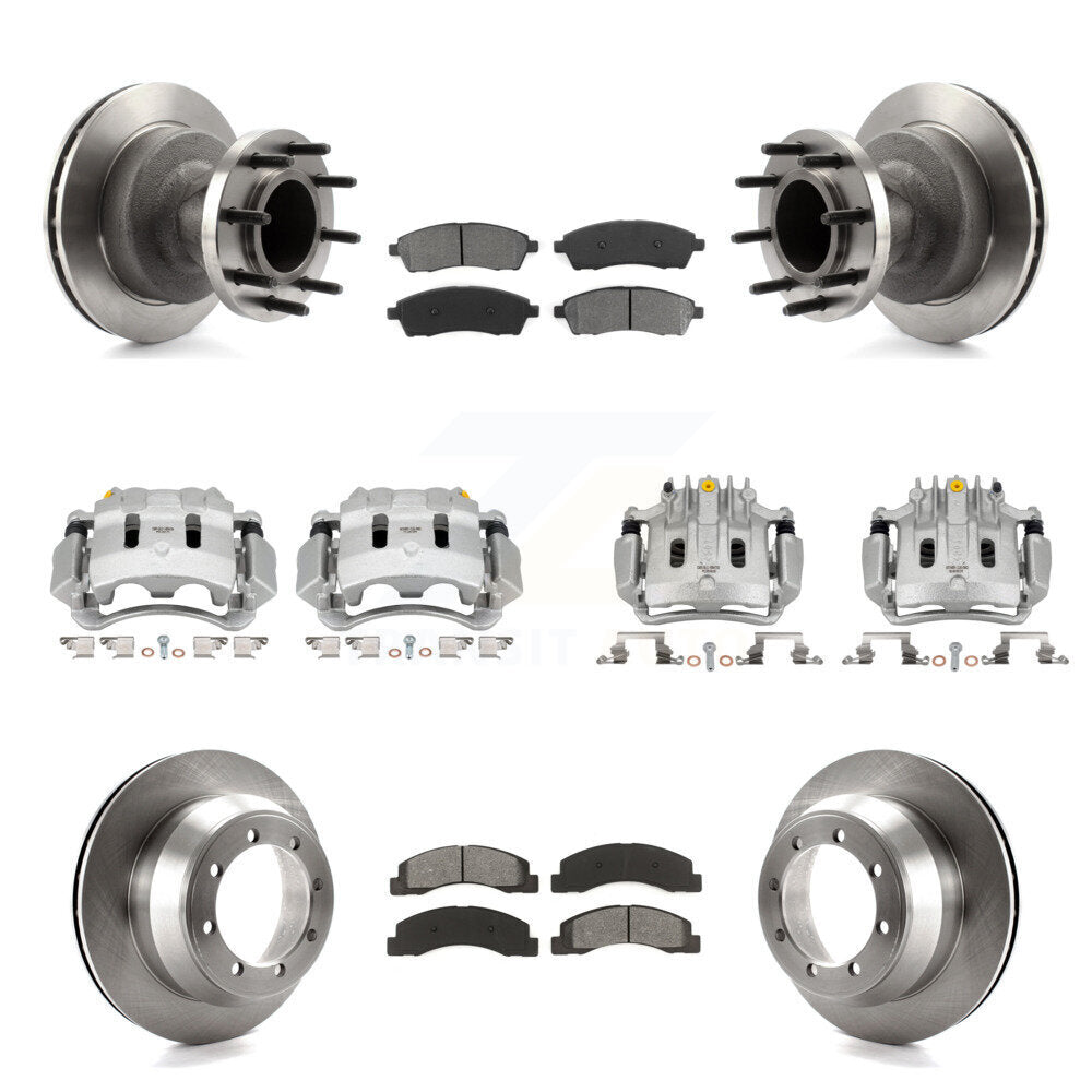 Front Rear Brake Caliper Rotors & Semi-Metallic Pad Kit (10Pc) For Ford F-350 Super Duty KC8-101300S