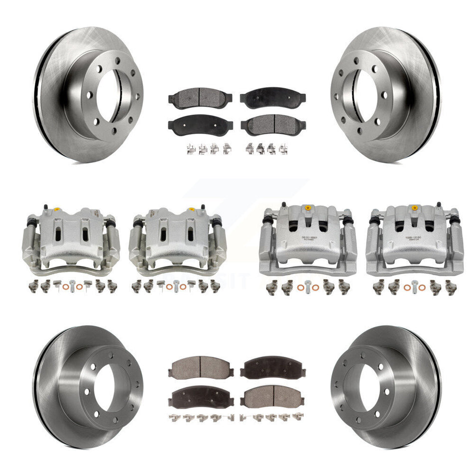 Front Rear Brake Caliper Rotors & Ceramic Pad Kit (10Pc) For Ford F-250 Super Duty F-350 KC8-101300T