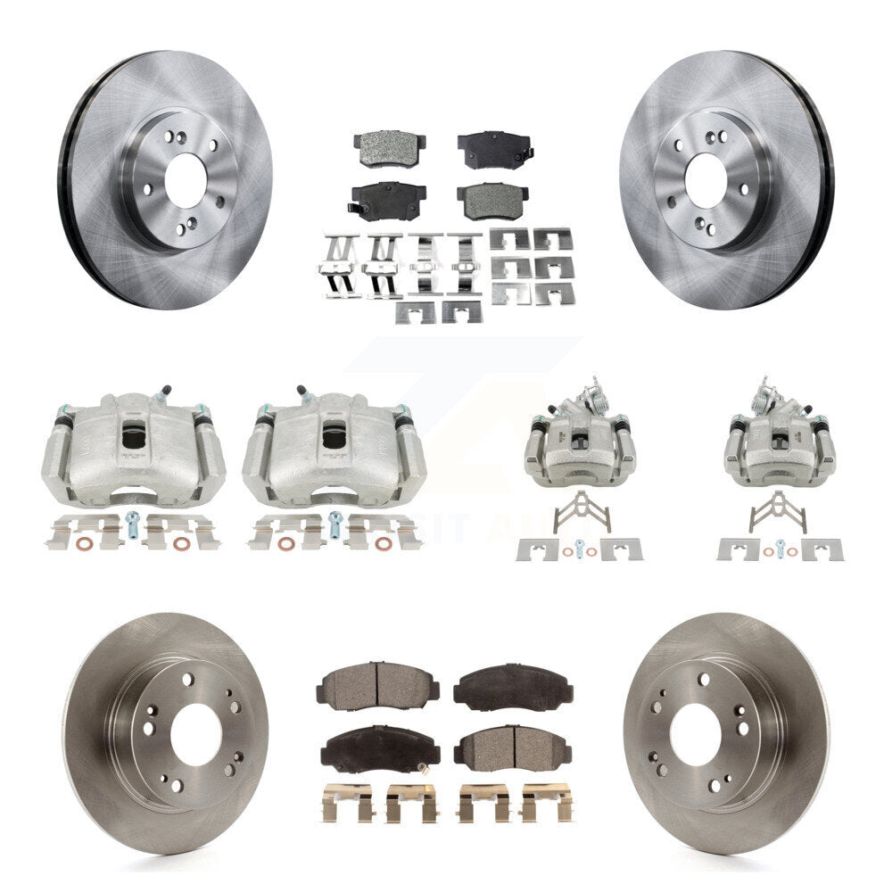 Front Rear Disc Brake Caliper Rotors And Semi-Metallic Pads Kit (10Pc) For Honda Accord KC8-101302P