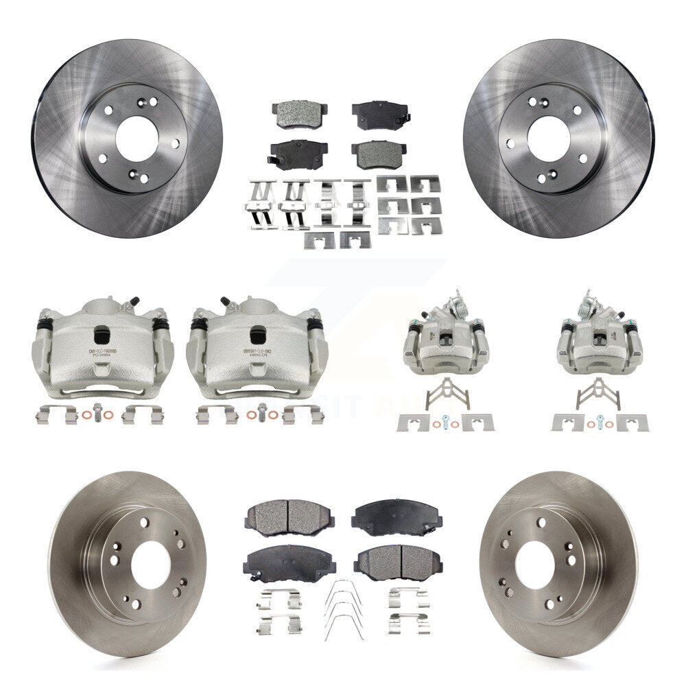 Front Rear Disc Brake Caliper Rotors And Semi-Metallic Pads Kit (10Pc) For Honda Accord KC8-101303P