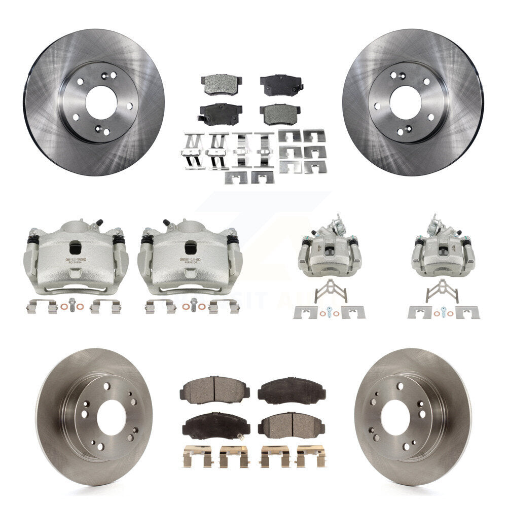 Front Rear Disc Brake Caliper Rotors And Semi-Metallic Pads Kit (10Pc) For Honda Accord KC8-101304P