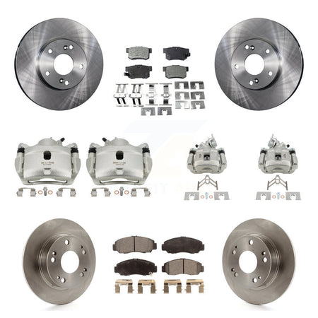 Front Rear Disc Brake Caliper Rotors And Semi-Metallic Pads Kit (10Pc) For Honda Accord KC8-101304P