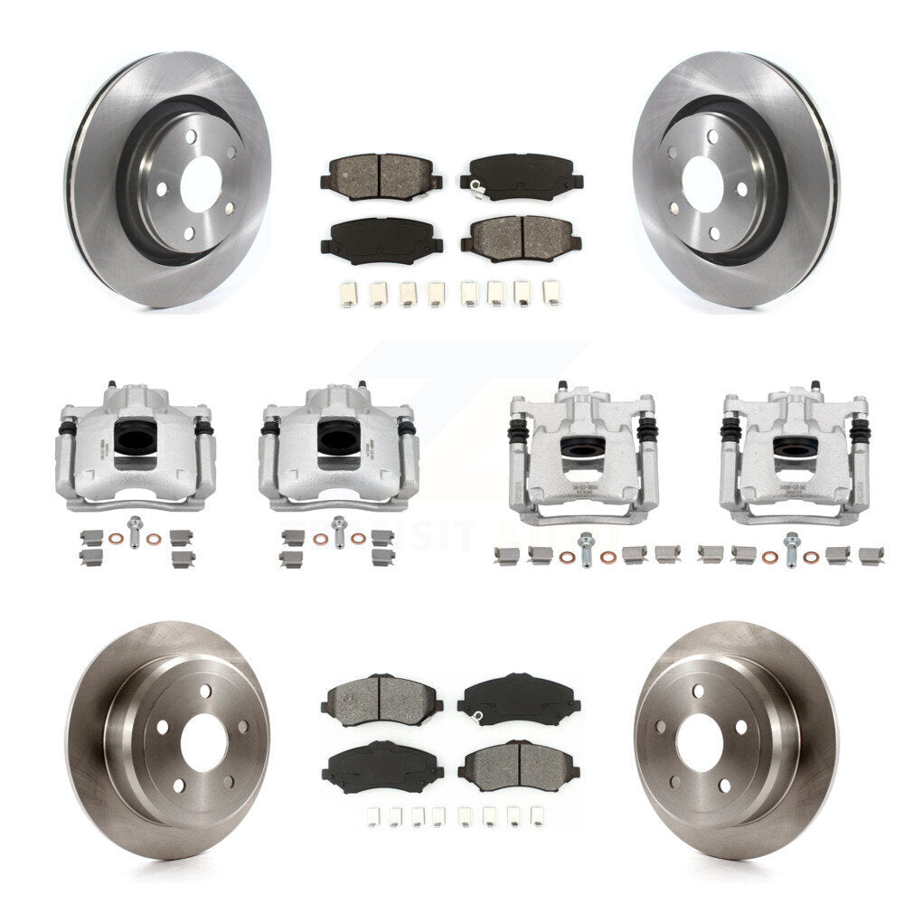 Front Rear Disc Brake Caliper Rotors And Semi-Metallic Pads Kit (10Pc) For Jeep Wrangler KC8-101307S