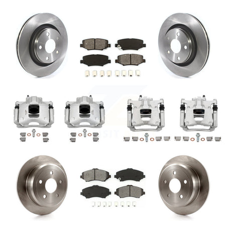 Front Rear Disc Brake Caliper Rotors And Semi-Metallic Pads Kit (10Pc) For Jeep Wrangler KC8-101307S