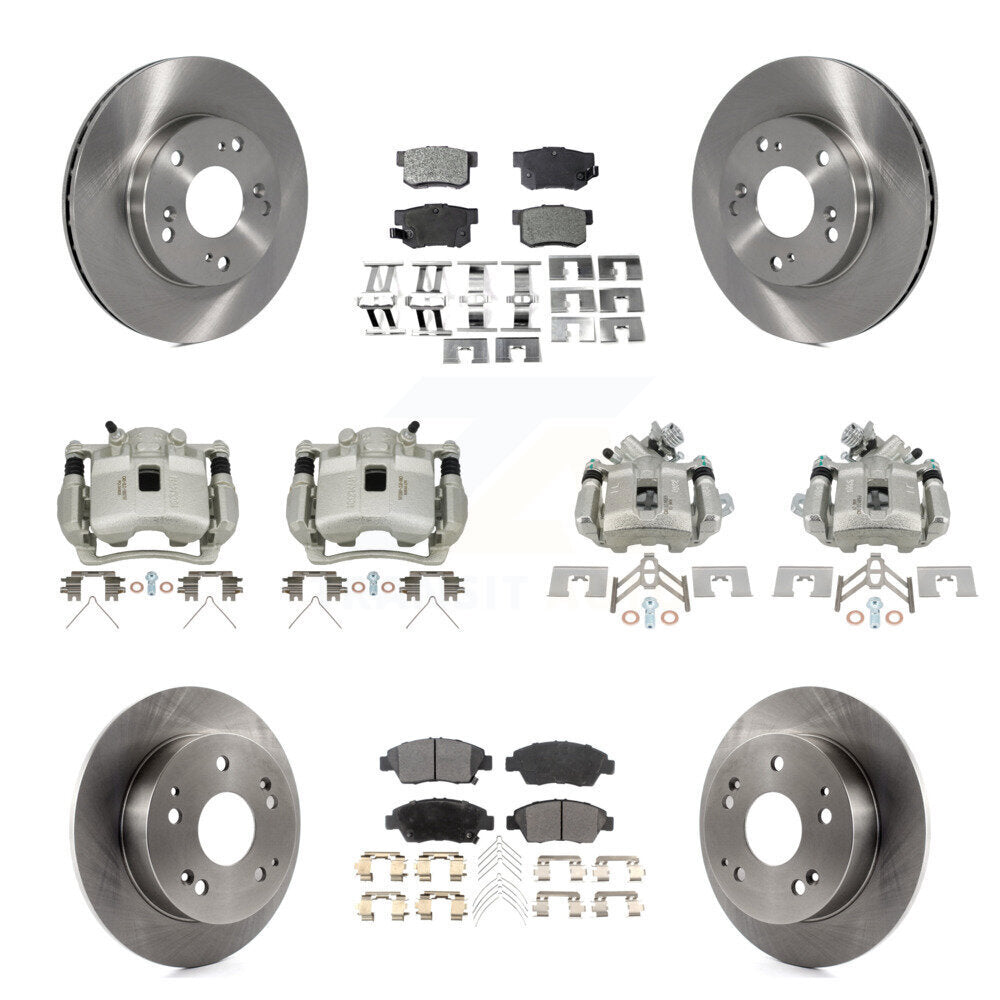 Front Rear Disc Brake Caliper Rotor And Ceramic Pad Kit (10Pc) For Honda Civic Acura RSX KC8-101307T