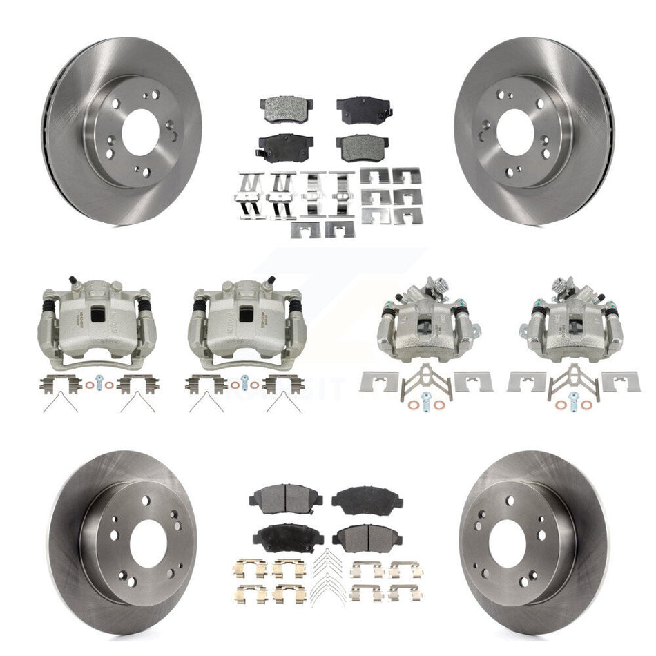 Front Rear Disc Brake Caliper Rotor And Ceramic Pad Kit (10Pc) For Honda Civic Acura RSX KC8-101307T