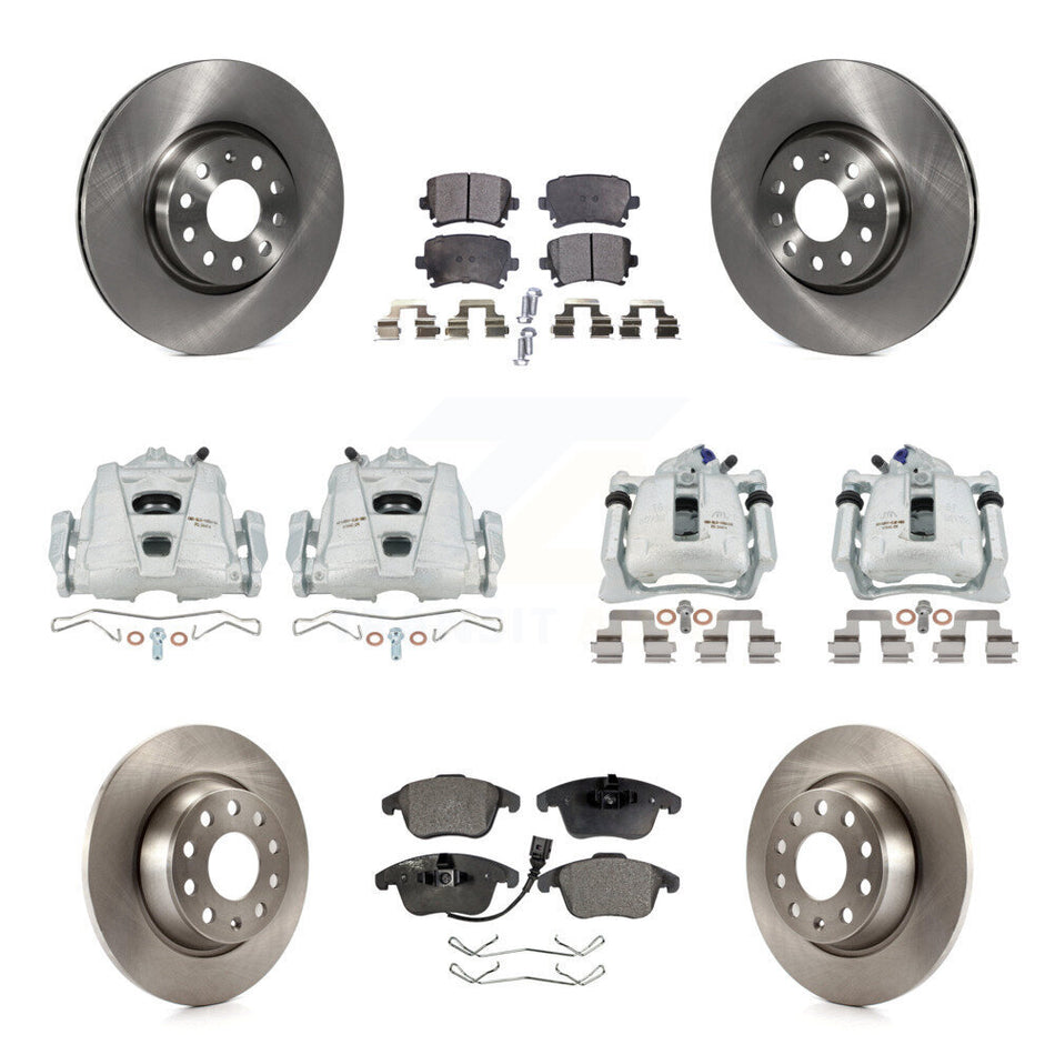 Front Rear Disc Brake Caliper Rotors And Ceramic Pads Kit (10Pc) For 2009-2011 Volkswagen Tiguan KC8-101309T