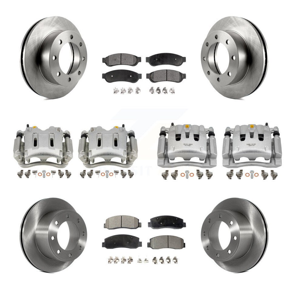 Front Rear Brake Caliper Rotors & Semi-Metallic Pad Kit (10Pc) For Ford F-250 Super Duty KC8-101310P