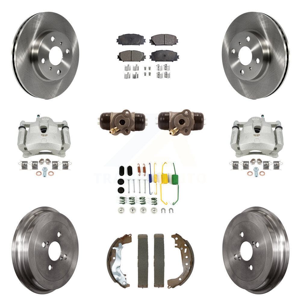Front Rear Disc Brake Caliper Rotors Drum Semi-Metallic Pad Shoe Cylinder Kit (11Pc) For KC8-101313P