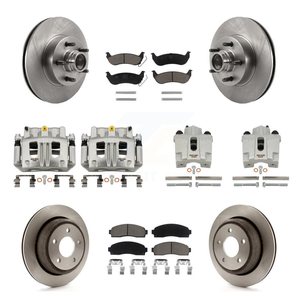 Front Rear Disc Brake Caliper Rotor Ceramic Pad Kit (10Pc) For 2010-2011 Ford Ranger RWD KC8-101314C