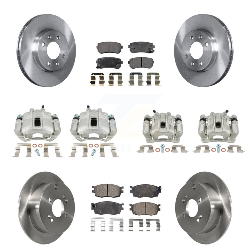 Front Rear Disc Brake Caliper Rotors And Ceramic Pads Kit (10Pc) For Hyundai Accent Kia Rio Rio5 KC8-101315T by Transit Auto