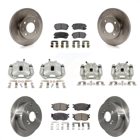 Front Rear Disc Brake Caliper Rotors And Ceramic Pads Kit (10Pc) For 2006 Hyundai Accent Hatchback KC8-101316T by Transit Auto