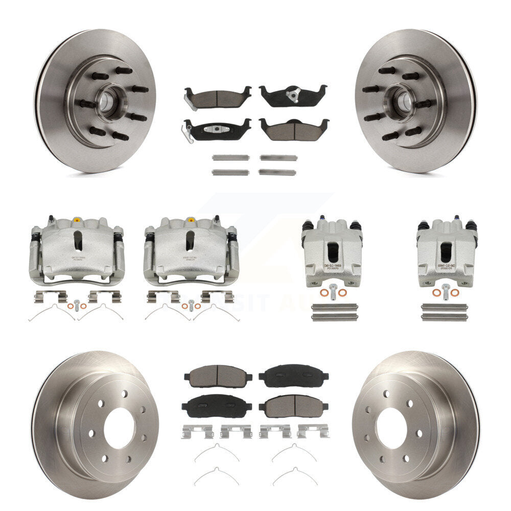 Front Rear Brake Caliper Rotor Ceramic Pad Kit (10Pc) For Ford F-150 Lincoln Mark LT RWD KC8-101317C