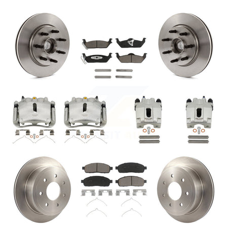 Front Rear Brake Caliper Rotor Ceramic Pad Kit (10Pc) For Ford F-150 Lincoln Mark LT RWD KC8-101317C
