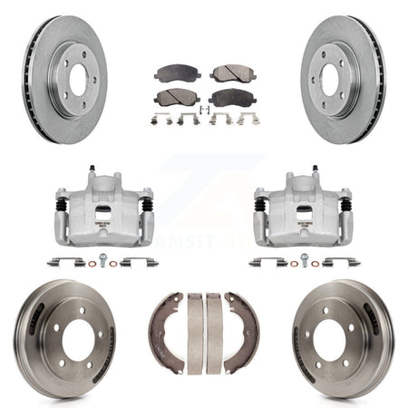Front Rear Disc Brake Caliper Rotors Drums Ceramic Pads Kit (8Pc) For Mitsubishi Lancer KC8-101319T
