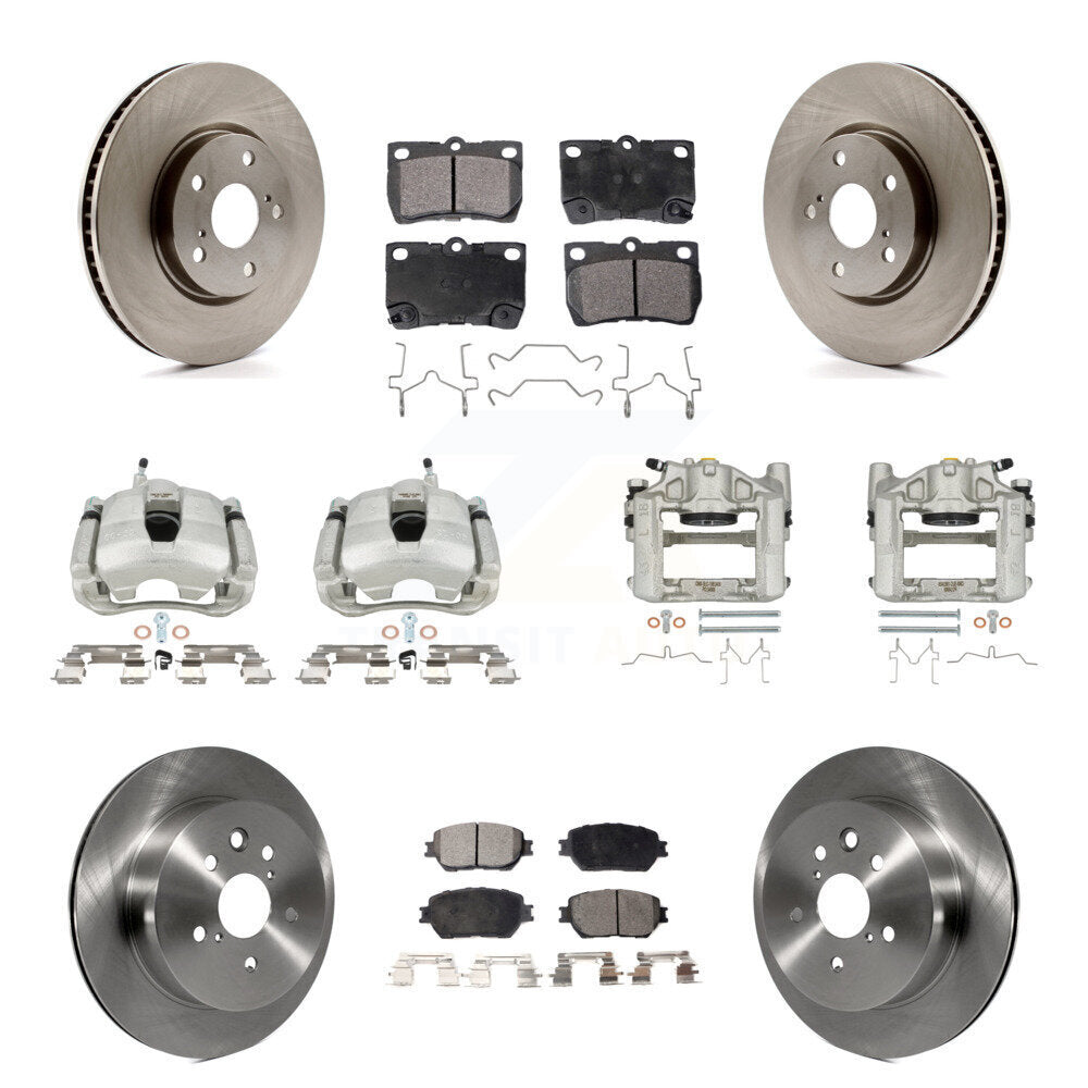 Front Rear Disc Brake Caliper Rotors & Semi-Metallic Pad Kit (10Pc) For 2006 Lexus GS300 KC8-101320P