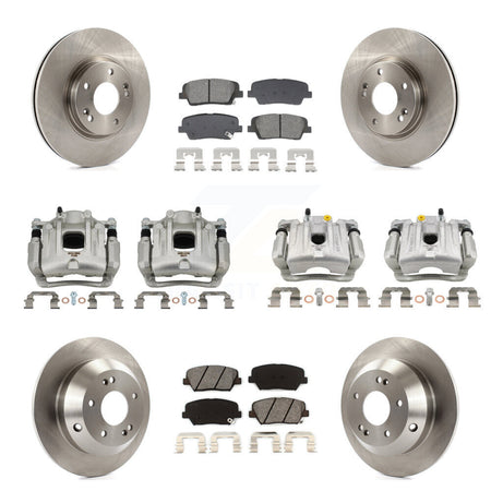 Front Rear Brake Caliper Rotor And Semi-Metallic Pad Kit (10Pc) For Hyundai Santa Fe Kia KC8-101321S